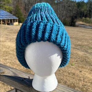 Hand Crafted Blue Knit Hat